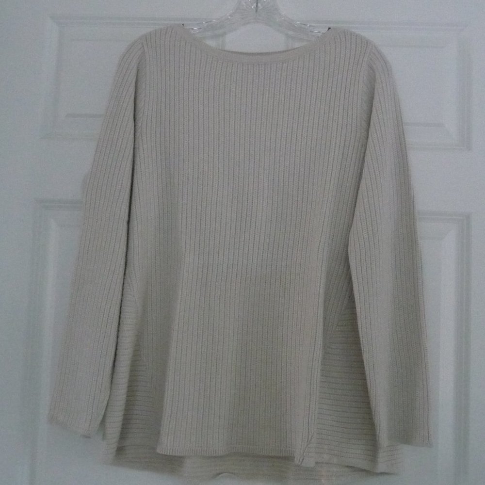 J JILL MIXED-RIB BOAT NECK SWEATER – SEA SALT - SIZE MEDIUM